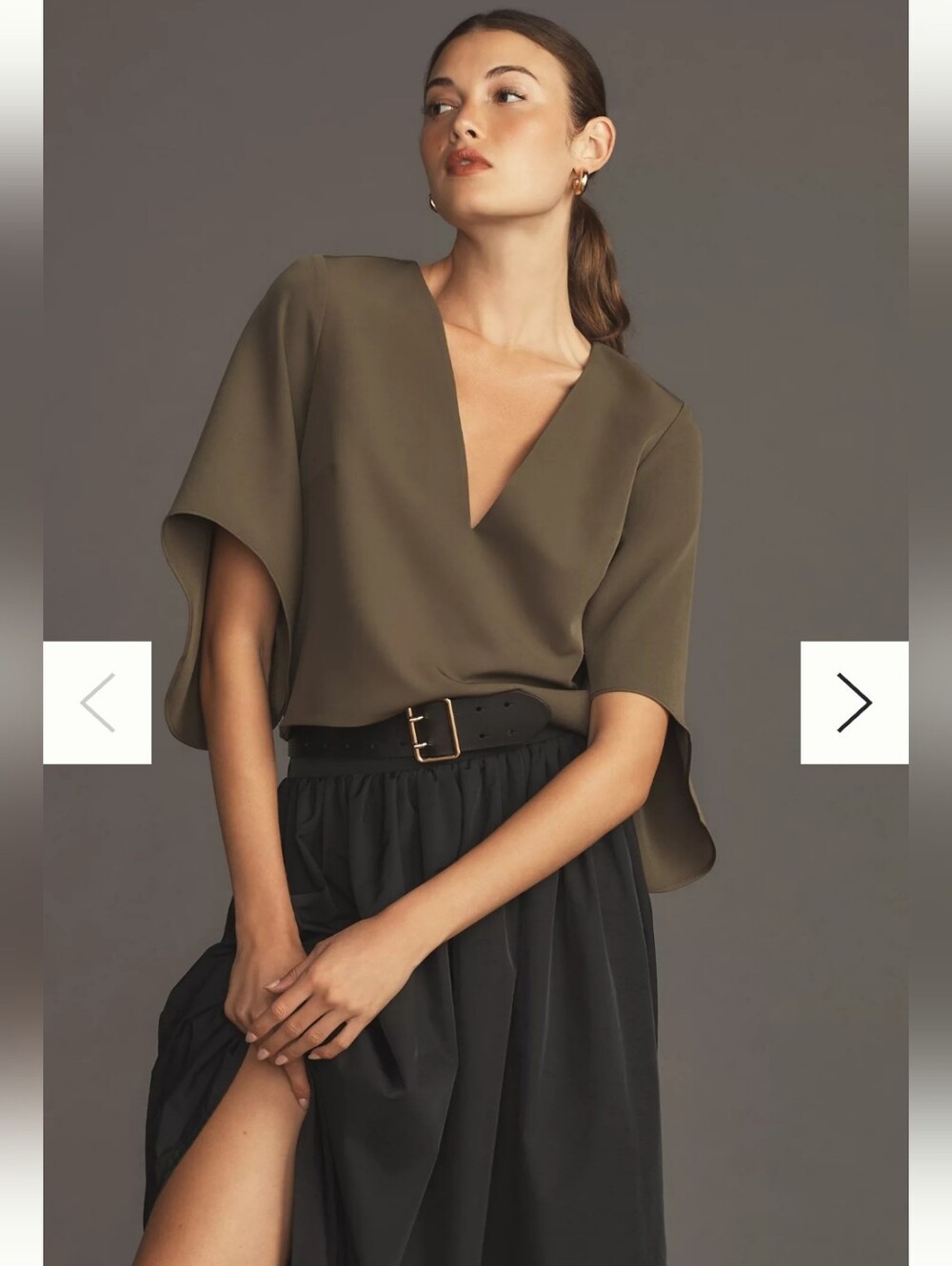 Anthropologie Mare Mare Veronica Cape Blouse Khaki Sz Small